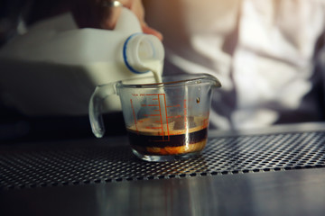 Barista Cafe Making Coffee Preparation on bar , Service Concept