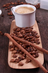 Cup of coffee made from fresh roasted coffee beans