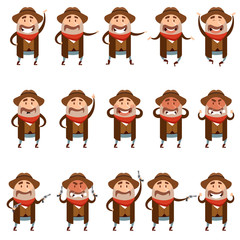 Set of flat Cowboy icons