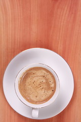 Cup of coffee made from fresh roasted coffee beans
