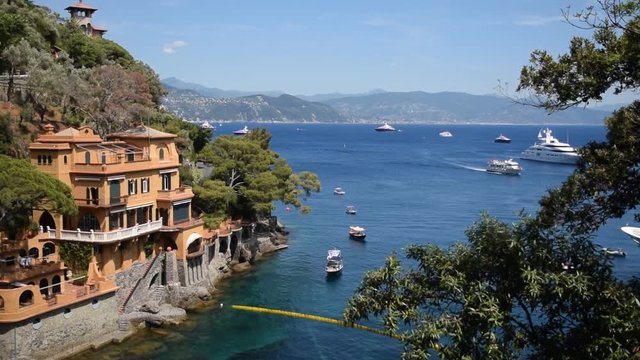 many boats near the beach in Portofino Italy