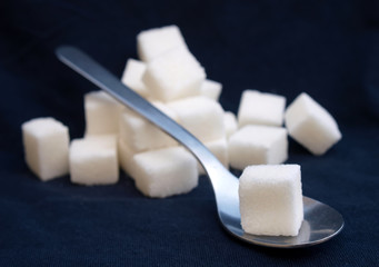 spoon and sugar cubes short deep of field image