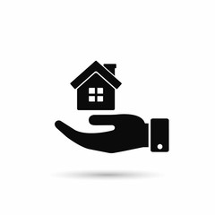 House in hand icon, vector isolated illustration