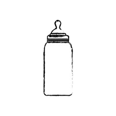 white background with monochrome blurred baby bottle