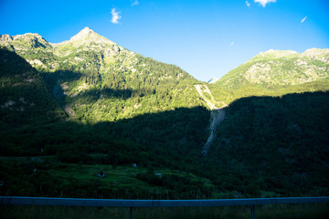 Big green mountain in Europe summer time