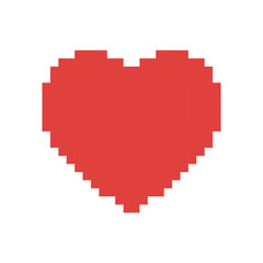 colorful pixelated heart shape in red color