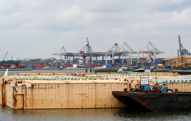 The new waterway  Nieuwe Waterweg) near Hoek van Holland