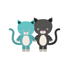 white background with colorful caricature couple cute animal cats