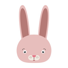 white background with colorful caricature face rabbit cute animal