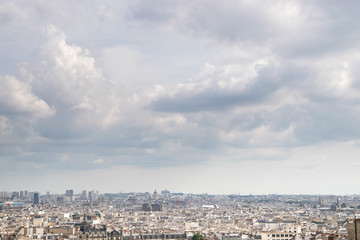 Paris aerial panoramic view from Montparnasse tower over Champs de Mars and Eiffel tower