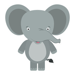 white background with colorful caricature cute elephant animal