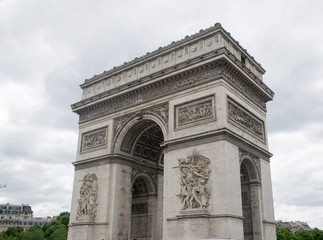 Fototapeta na wymiar Paris, France - famous Triumphal Arch (Arc de Triomphe) located at the end of Champs-Elysees street.