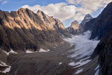 Glacier Azarova. Mountains ridge Kodar, Pik BAM - the highest peak of the ridge Kodar in Transbaikalia