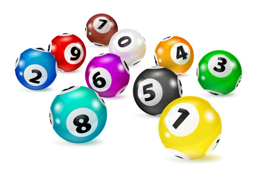 Illustration Colorful Bingo balls lie in random order. Lottery Number Balls. Colored balls isolated. Bingo ball. Bingo balls with numbers. Isolated illustration.