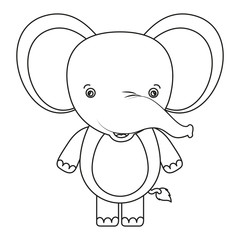 white background with silhouette caricature cute elephant animal