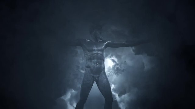 Sculpture of the God Zeus in a Lightning Storm