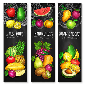 Tropical And Garden Fruit Chalkboard Banner Set