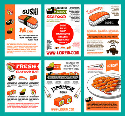 Sushi menu template set for japanese food design © Vector Tradition