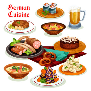 German cuisine dinner with beer and sausage icon