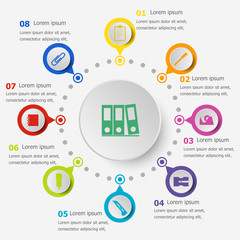 Infographic template with stationery icons