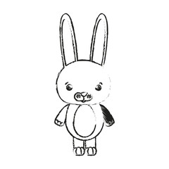 blurred silhouette caricature cute rabbit animal