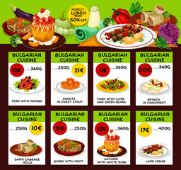 Bulgarian cuisine restaurant lunch menu template