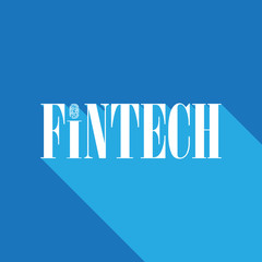 Fintech text with fingerprint and long shadow desing