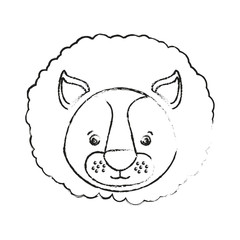 blurred silhouette caricature face lion cute animal