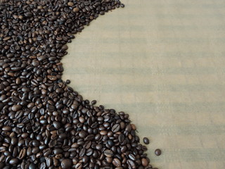 Background of coffee beans, space for text