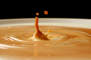 Milk and Coffee background / Coffee drinks are made by brewing hot water with ground coffee beans. 