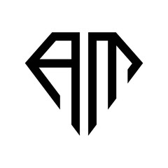 initial letters logo am black monogram diamond pentagon shape