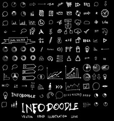 Info hand draw sketch vector doodle icons set on blackboard eps10