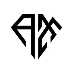 initial letters logo ax black monogram diamond pentagon shape