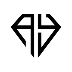 initial letters logo ay black monogram diamond pentagon shape
