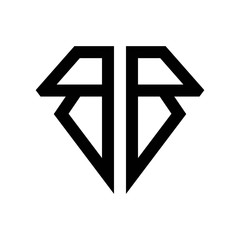initial letters logo bb black monogram diamond pentagon shape