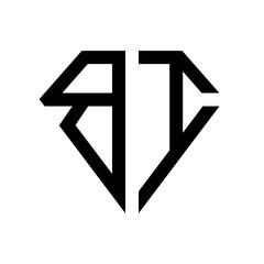 initial letters logo bi black monogram diamond pentagon shape
