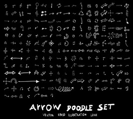 Arrow hand draw sketch vector doodle icons set on blackboard eps10