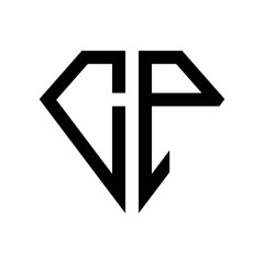 initial letters logo cp black monogram diamond pentagon shape