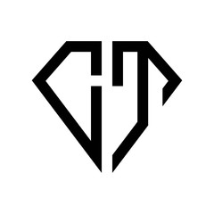 initial letters logo ct black monogram diamond pentagon shape