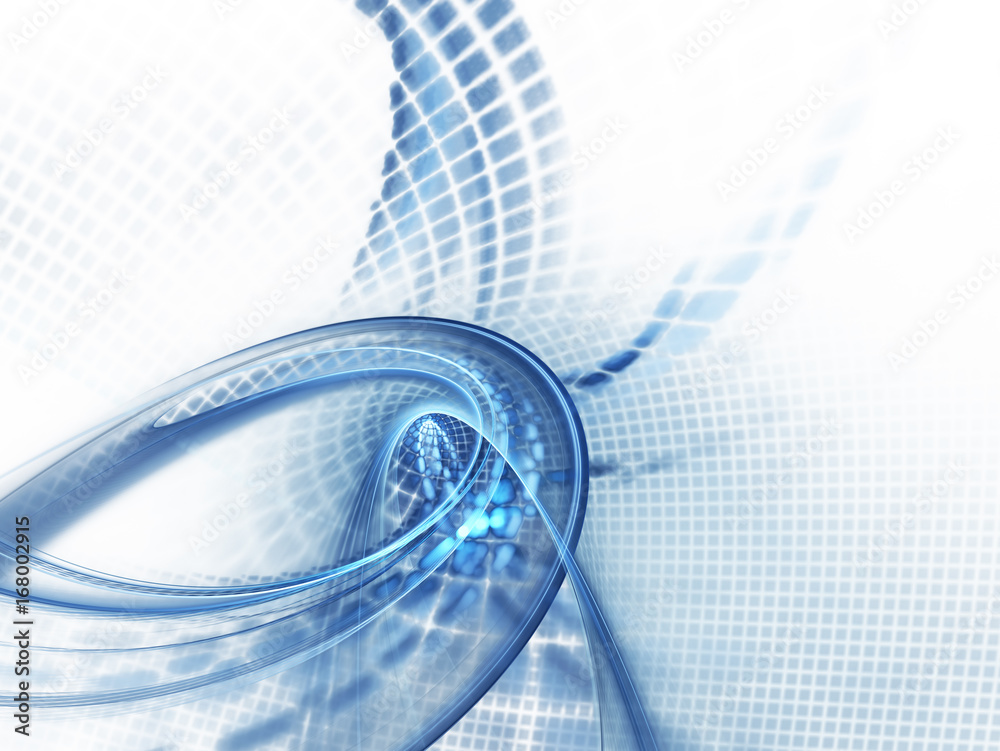 Fototapete Abstract blue background element. Grids and curves series. Fractal graphics. Composition of net shapes, curves, motion blur and waveforms. High resolution.