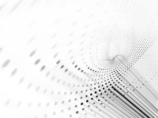 Abstract background element. Fractal graphics series. Curves, blurs and twisted grids composition. Black and white.