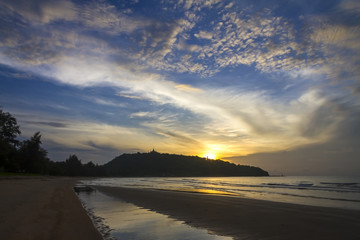 Sunrise and cloud morning the beach Ban Krut Beach