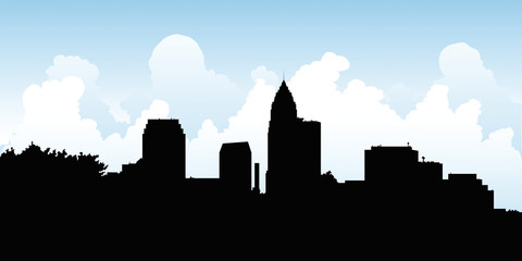 Fototapeta premium Skyline silhouette illustration of the city of Cleveland, Ohio, USA.