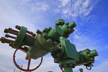 The bolts and nuts on the industrial equipment