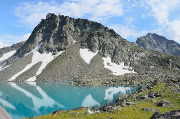 	Россия, Кавказ, голубая вода высокогорного озера Буша
