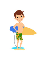 Fototapeta na wymiar Surfer with surfboard. Flat design. Vector illustration.