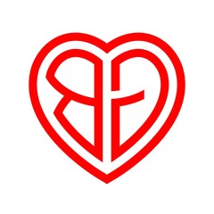 initial letters logo bg red monogram heart love shape
