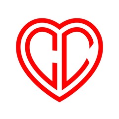 initial letters logo cc red monogram heart love shape