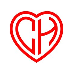 initial letters logo ch red monogram heart love shape