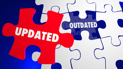 Fototapeta premium Updated Vs Outdated Puzzle Pieces Updating New 3d Illustration